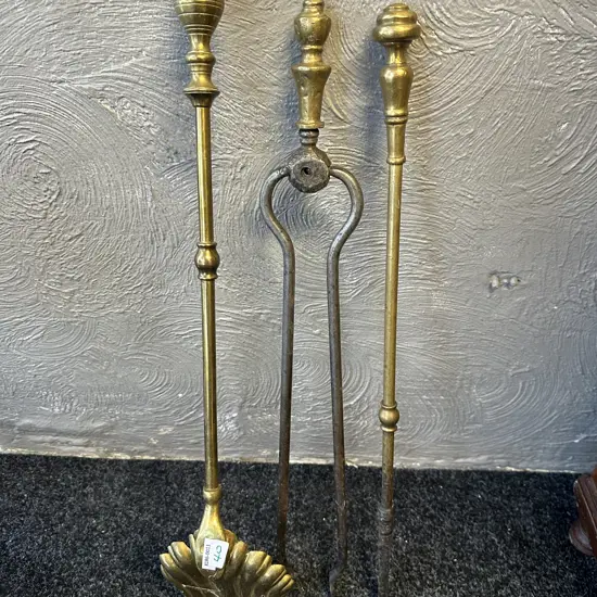 Victorian Brass Fire Tool Set. Rd No 134986
