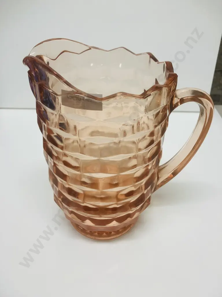 Vintage Indiana Glass Co. Whitehall Pattern Pink Depression Glass Water Serving Pitcher Image 1++
