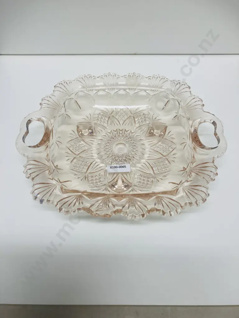 Vintage Pasari Indonesia Pressed Glass Footed Serving Tray / Dish Image 1++