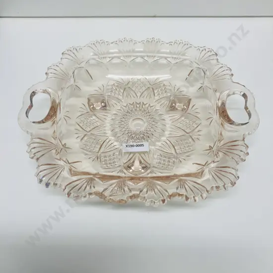 Vintage Pasari Indonesia Pressed Glass Footed Serving Tray / Dish