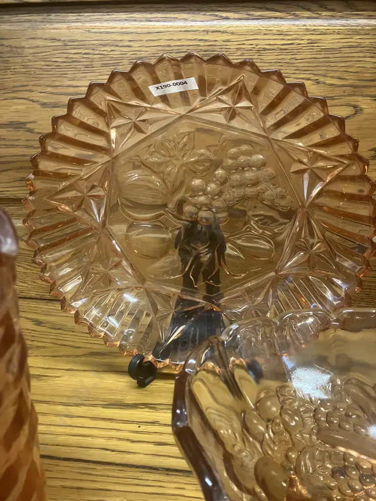 Pink Depression Glass Items - Indiana & Federal Glass With With Pair of French Glass Salmon Pink Ashtrays c1970 - 1980 Image 1++