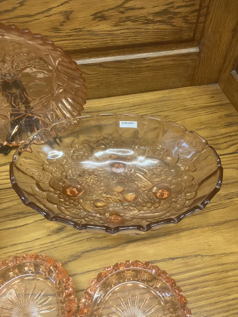Pink Depression Glass Items - Indiana & Federal Glass With With Pair of French Glass Salmon Pink Ashtrays c1970 - 1980 Image 1++