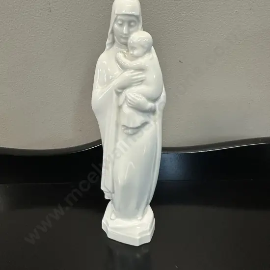 Royal Copenhagen Blanc de China Standing Madonna With Child Figurine #3658 H22cm.