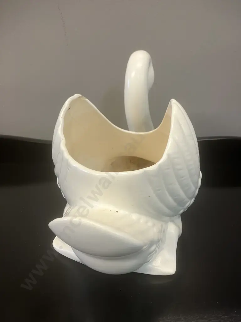 Crown Lynn Large White Swan Vase, Crown Mark to Base, Impressed No. 170 (As Found Condition) Image 1++