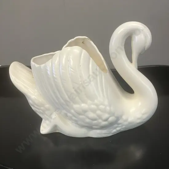Crown Lynn Large White Swan Vase, Crown Mark to Base, Impressed No. 170 (As Found Condition)