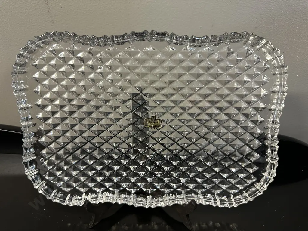 Zajecar Lead Crystal Vanity Tray. Diamond Cut Made In Yugoslavia H20,W30cm. Image 1++