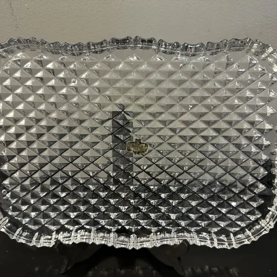Zajecar Lead Crystal Vanity Tray. Diamond Cut Made In Yugoslavia H20,W30cm.
