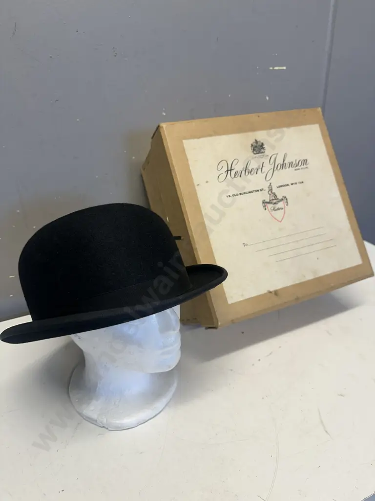 Herbert Johnson Black Bowler Hat In Original Box Image 1++