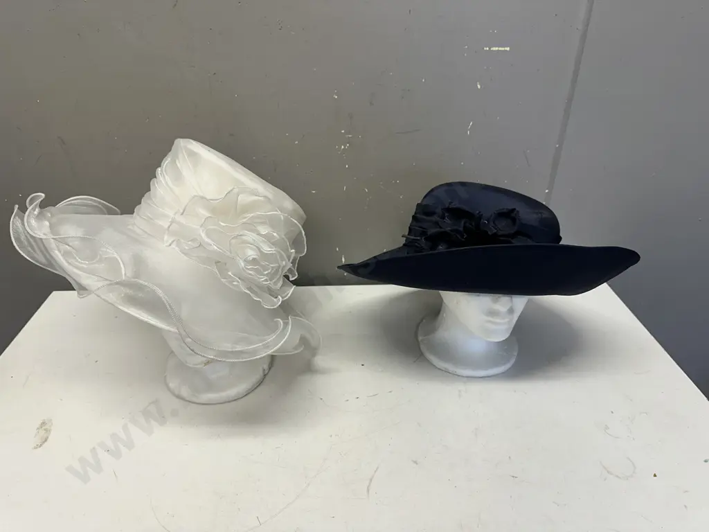 Womans Formal Hats Navy Blue & White Image 1++
