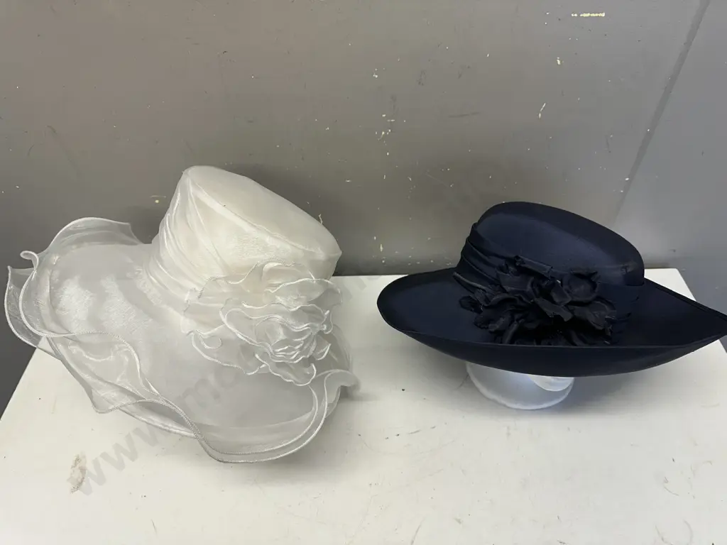 Womans Formal Hats Navy Blue & White Image 1++