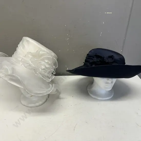 Womans Formal Hats Navy Blue & White