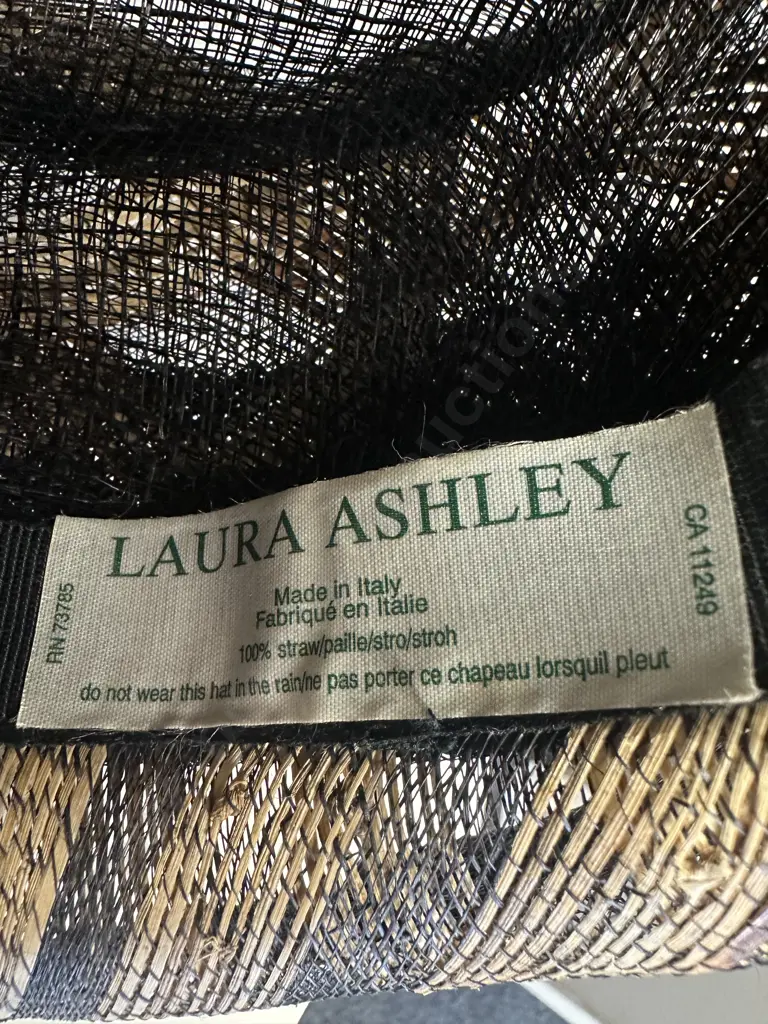 Laura Ashley Womens Formal Hat Made In Italy Black & Tan With Hat Box Image 1++