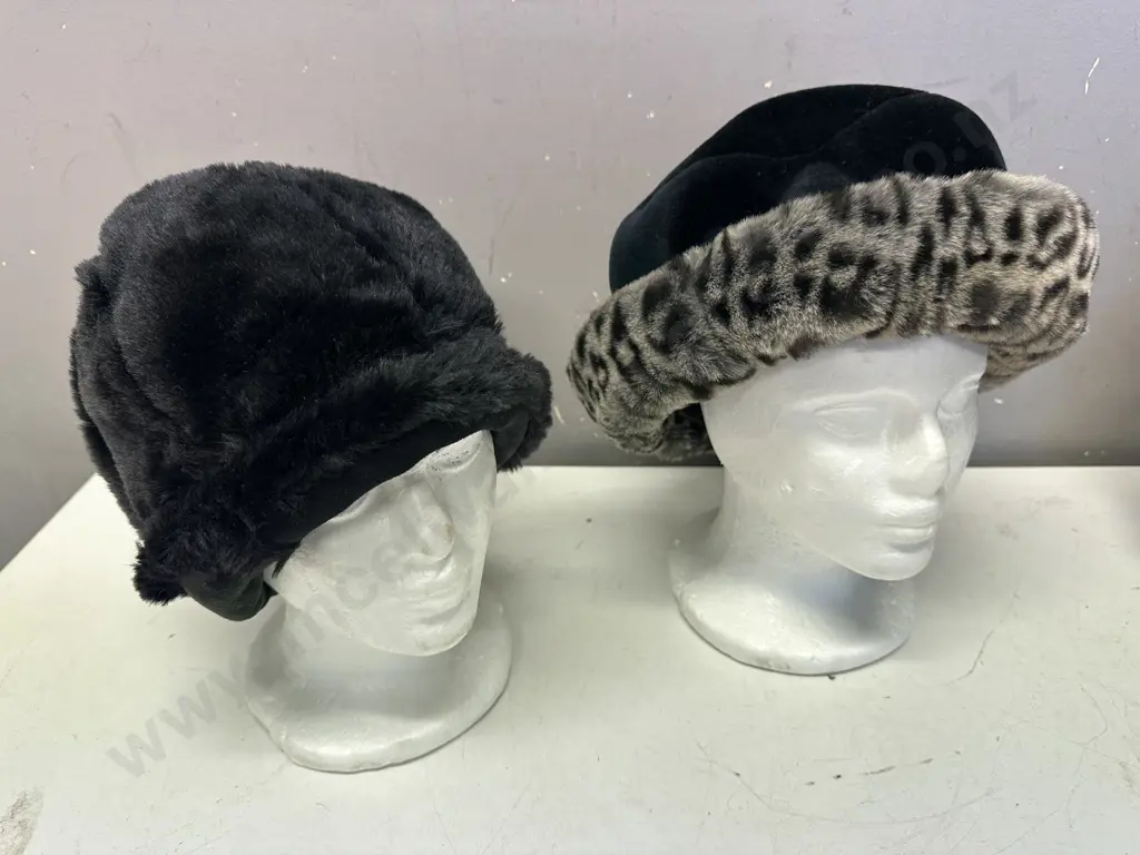 Ladies Hats x2 Faux Fur Detail Including Laura Ashley Image 1++