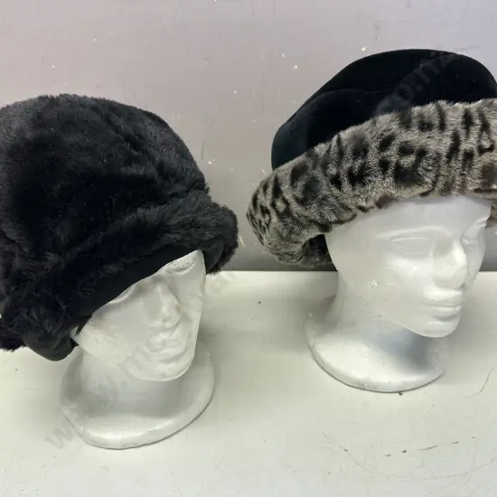 Ladies Hats x2 Faux Fur Detail Including Laura Ashley