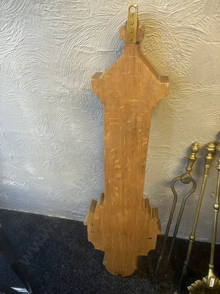 Antique Victorian Hughes & Son London No 3711 Carved Oak Banjo Compensated Barometer With Temperature. 95 x 27cm Image 1++