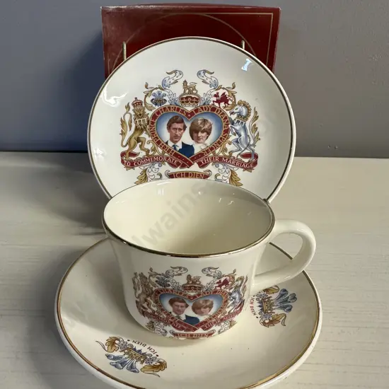 Crown Lynn Potteries Royal Wedding Of Prince Charles & Lady Diana Commemorative  Trio
