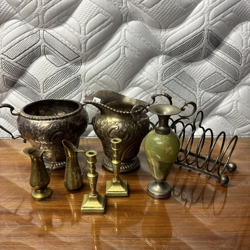 Assorted Vintage Silver, Brass and marble items Image 1++