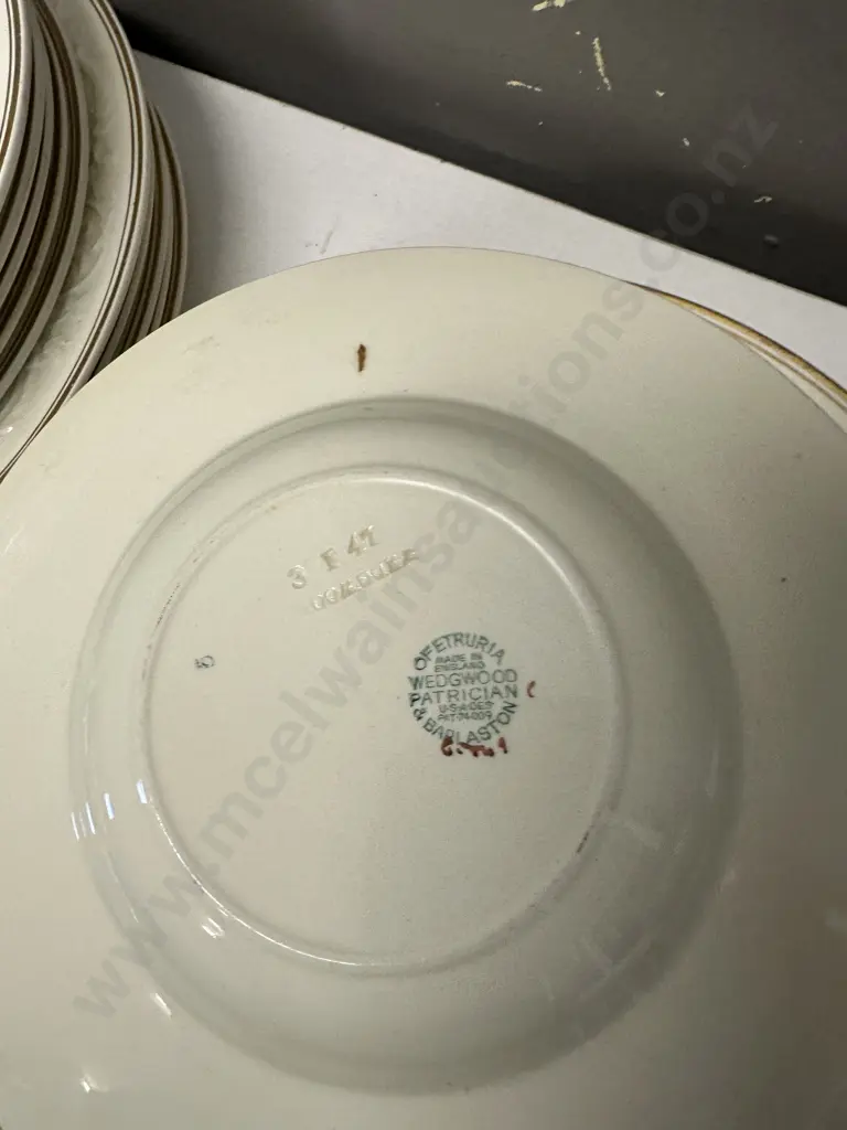 Wedgwood of Etruria & Barlaston Patrician Dinnerware With Raised Floral & Gilt Rim (af to underplate) Image 1++