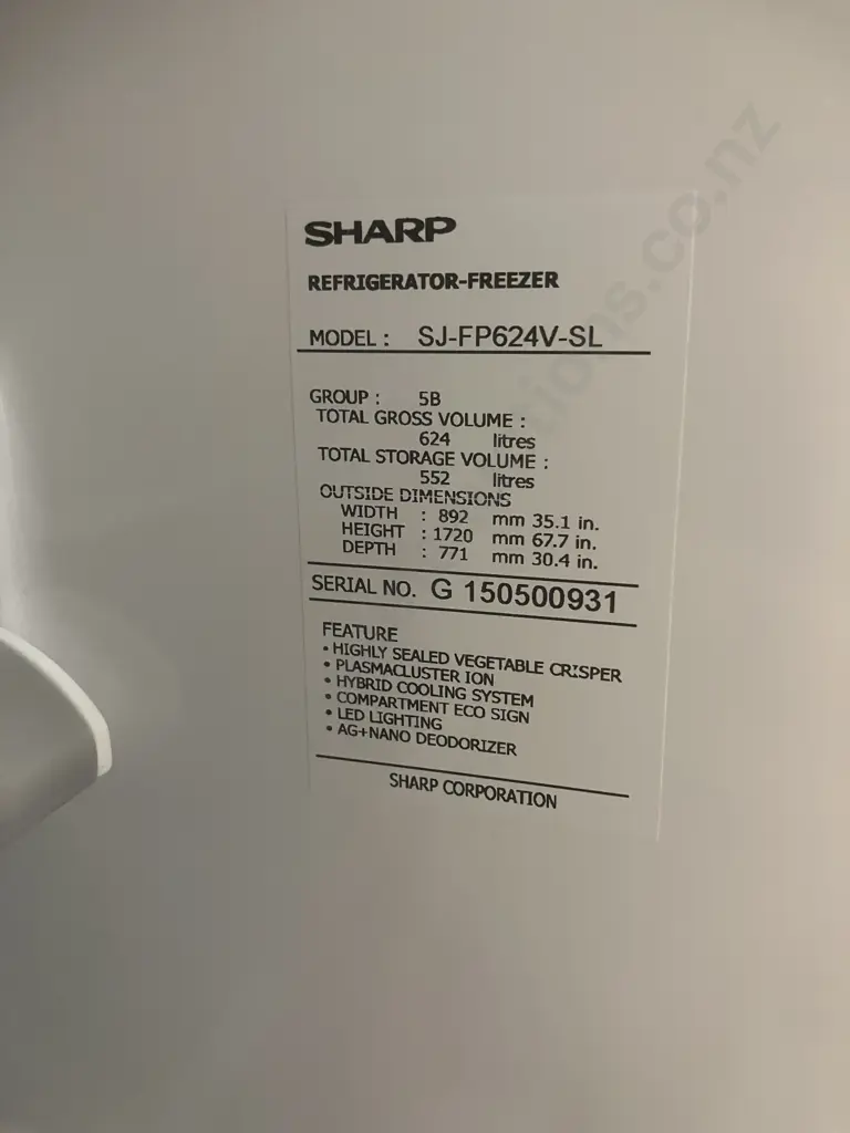 Sharp 624L French Door Refrigerator - Freezer Model SJ-FP624V-SL Image 1++