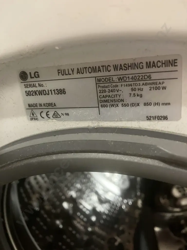 LG 7.5Kg Direct Drive Front Loader Washing Machine. Model WD10422D6 Image 1++