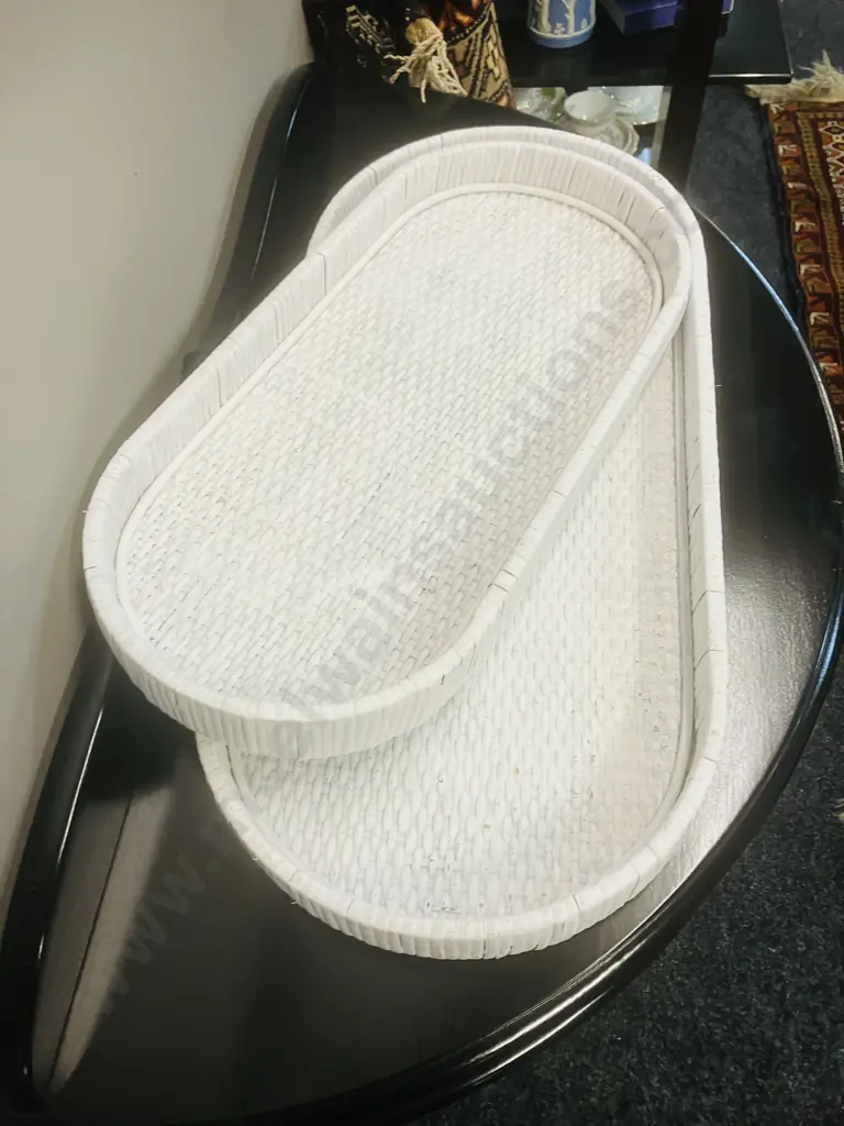 Le Forge Raffles Trays Set of 2 - White. H4.5cm, 45 x 20.5 & 55 x 26cm Image 1++