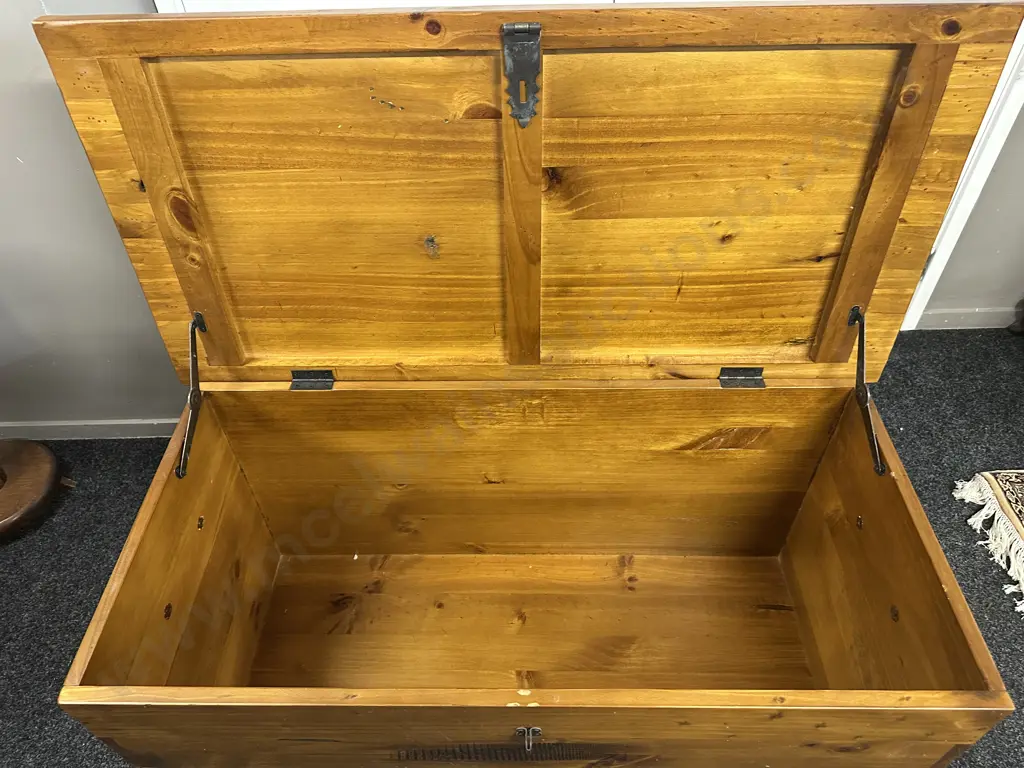 Rustic Recycled Blanket Box With Wrought Handles. H56,L110,D54cm. Image 1++