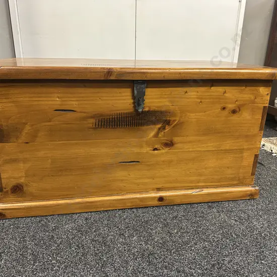 Rustic Recycled Blanket Box With Wrought Handles. H56,L110,D54cm.