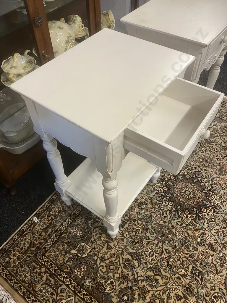 Country Corner White French Provincial Style Single Drawer Bedsides (Pair) Image 1++