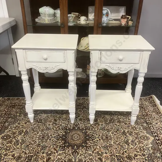 Country Corner White French Provincial Style Single Drawer Bedsides (Pair)