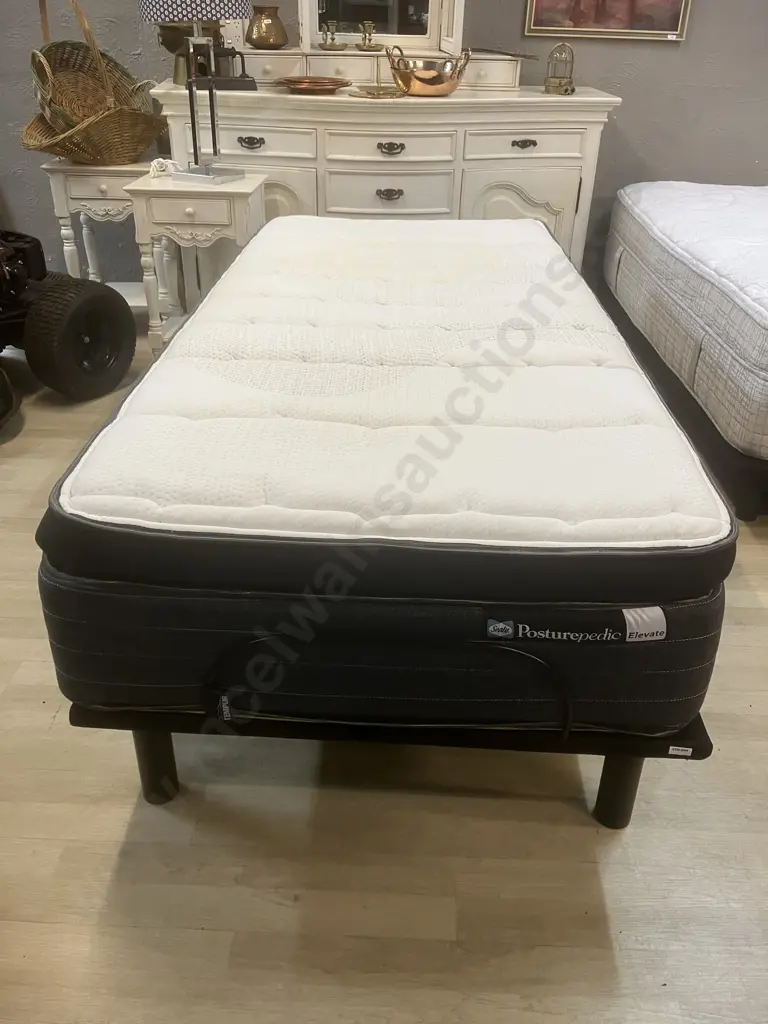 Temper Lifestyle Supreme XL SNG Adjustable Bed Base & Sealy Posturepedic Elevate McKinley Medium Mattress Image 1++