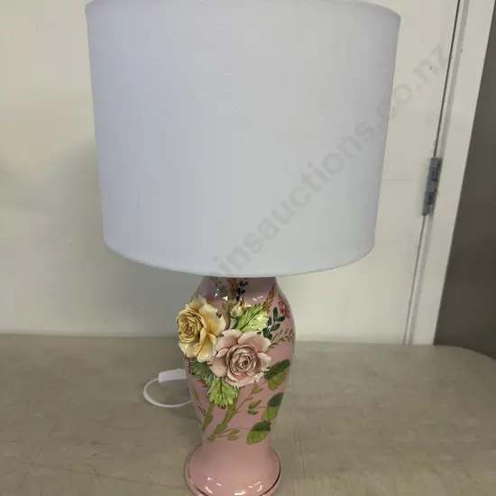 Vintage Italian Table Lamp With White Circular Shade H46