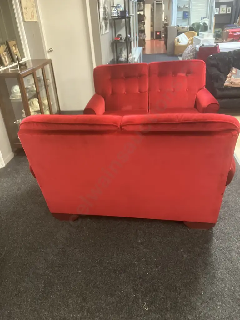 Mid-Century Lounge Suite - Pair of Button Back 2 Seater Couches Image 1++