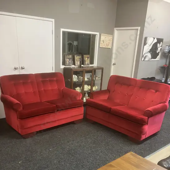 Mid-Century Lounge Suite - Pair of Button Back 2 Seater Couches