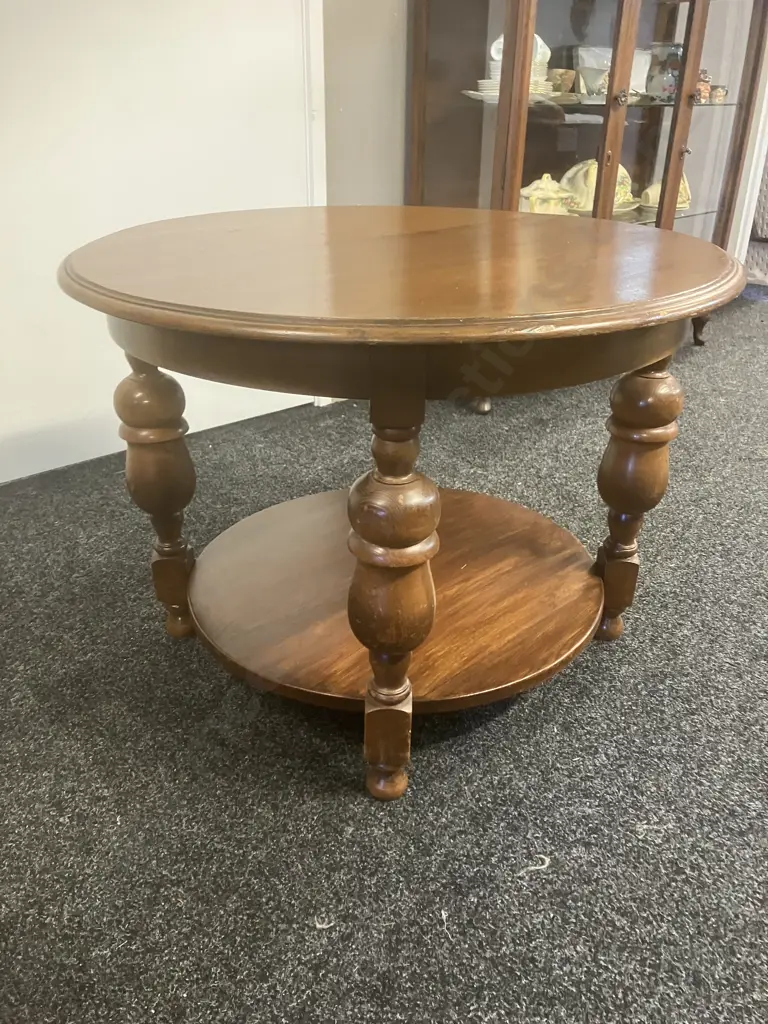 Mid-Century Round Oak Side Table. 67 x 80cm Image 1++