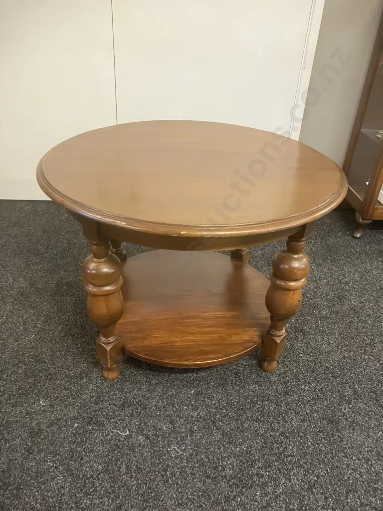 Mid-Century Round Oak Side Table. 67 x 80cm Image 1++