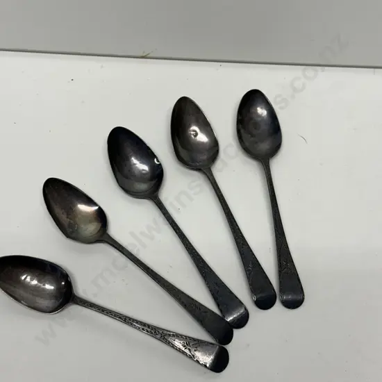 Set Of 5 Antique Hallmarked Teaspoons (55 Grams)