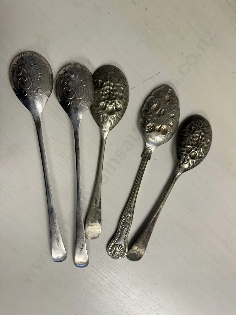 Vintage Silver Plated Berry Spoons & Pair Serving Spoons  Image 1++