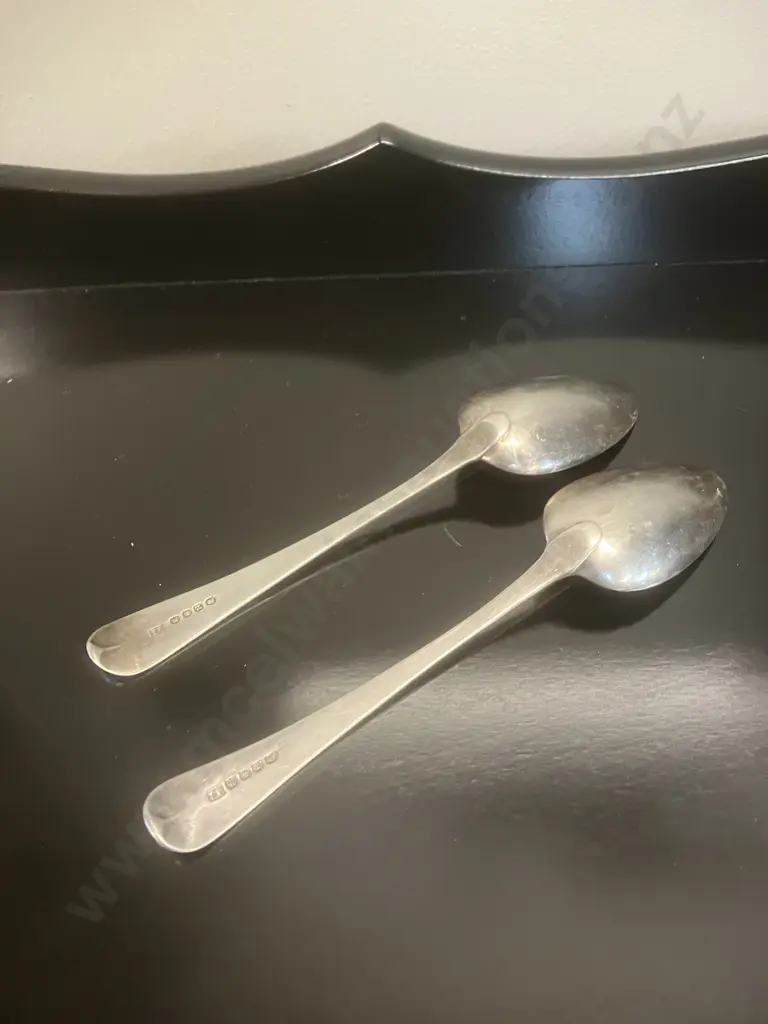 John Lambe Georgian Sterling Silver Tablespoons (Pair) Hallmarked City of London 1808 (117 Grams) Image 1++
