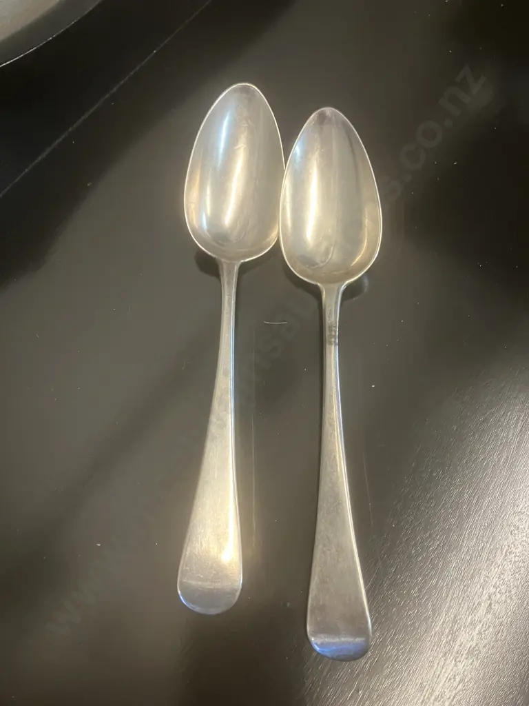 John Lambe Georgian Sterling Silver Tablespoons (Pair) Hallmarked City of London 1808 (117 Grams) Image 1++