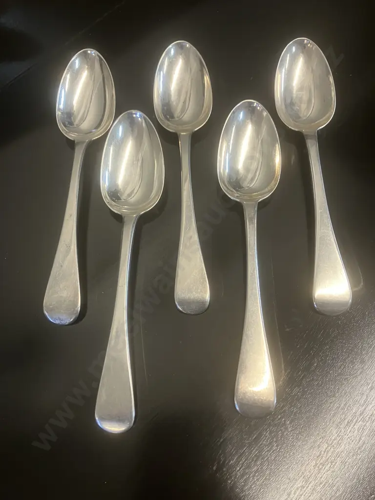 A Set of Five William IV Sterling Silver Spoons Made by William Bateman Hallmarked City of London 1837 (226 Grams) Image 1++