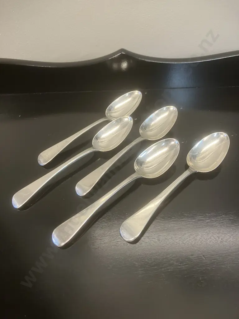 A Set of Five William IV Sterling Silver Spoons Made by William Bateman Hallmarked City of London 1837 (226 Grams) Image 1++