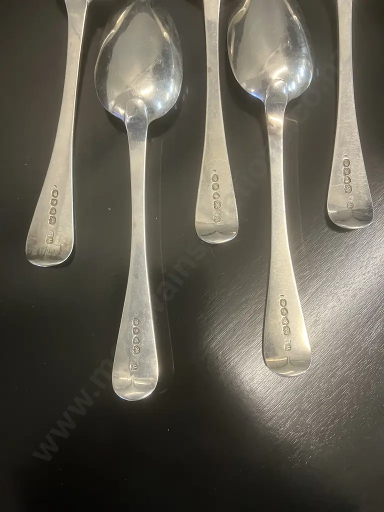 A Set of Five William IV Sterling Silver Spoons Made by William Bateman Hallmarked City of London 1837 (226 Grams) Image 1++