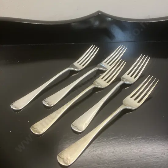 A Set of Five Victorian Sterling Silver Entree Forks by John Round Hallmarked 1893 Sheffield (265 Grams)