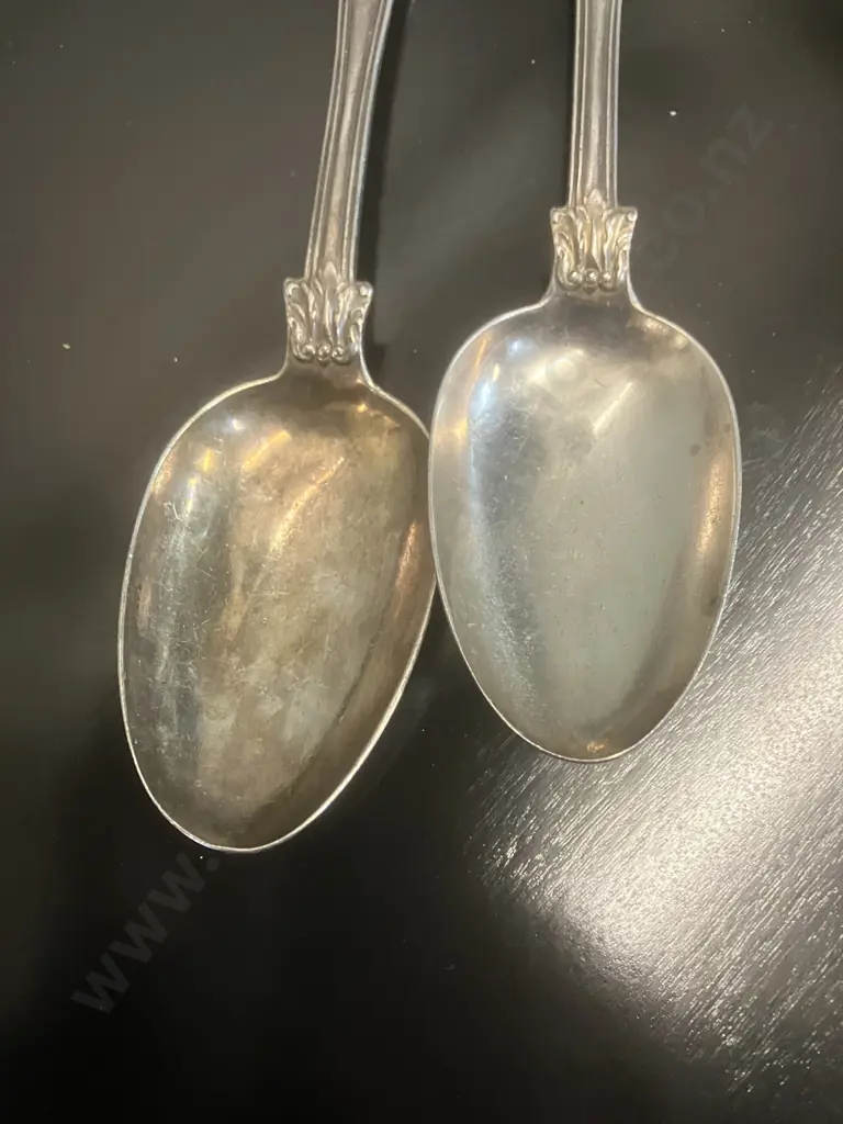 Pair of Rare Elizabeth Eaton Victorian Silver Tablespoons Hallmarked City of London 1846 (206 Grams) Image 1++