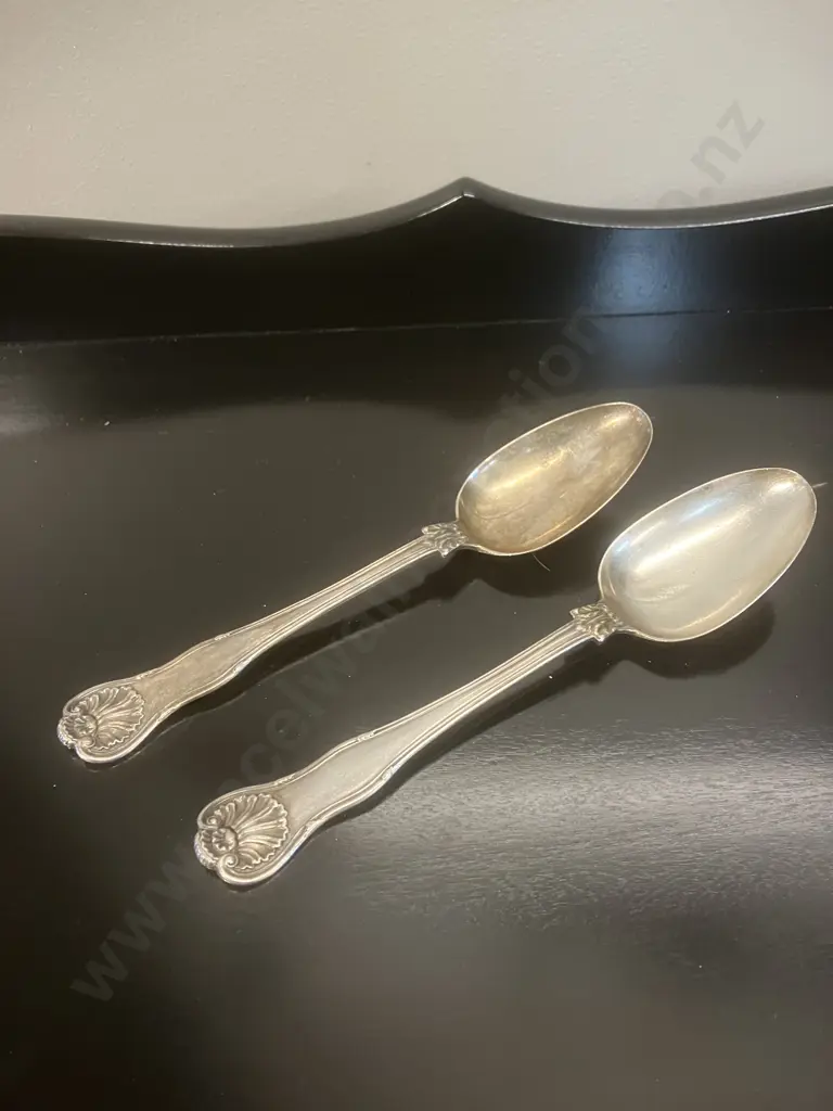 Pair of Rare Elizabeth Eaton Victorian Silver Tablespoons Hallmarked City of London 1846 (206 Grams) Image 1++