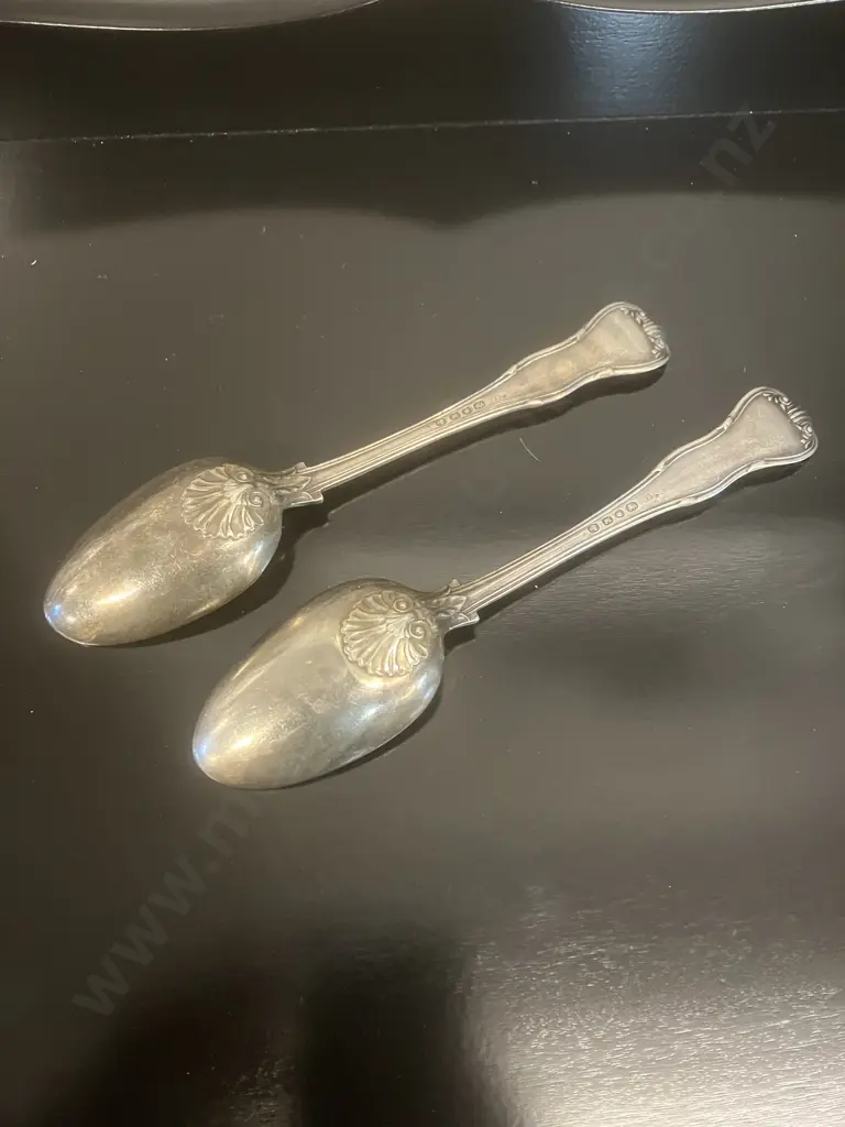 Pair of Rare Elizabeth Eaton Victorian Silver Tablespoons Hallmarked City of London 1846 (206 Grams) Image 1++