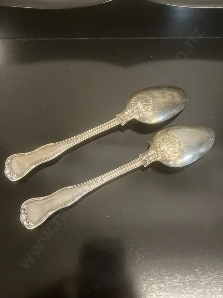 Pair of Rare Elizabeth Eaton Victorian Silver Tablespoons Hallmarked City of London 1846 (206 Grams) Image 1++