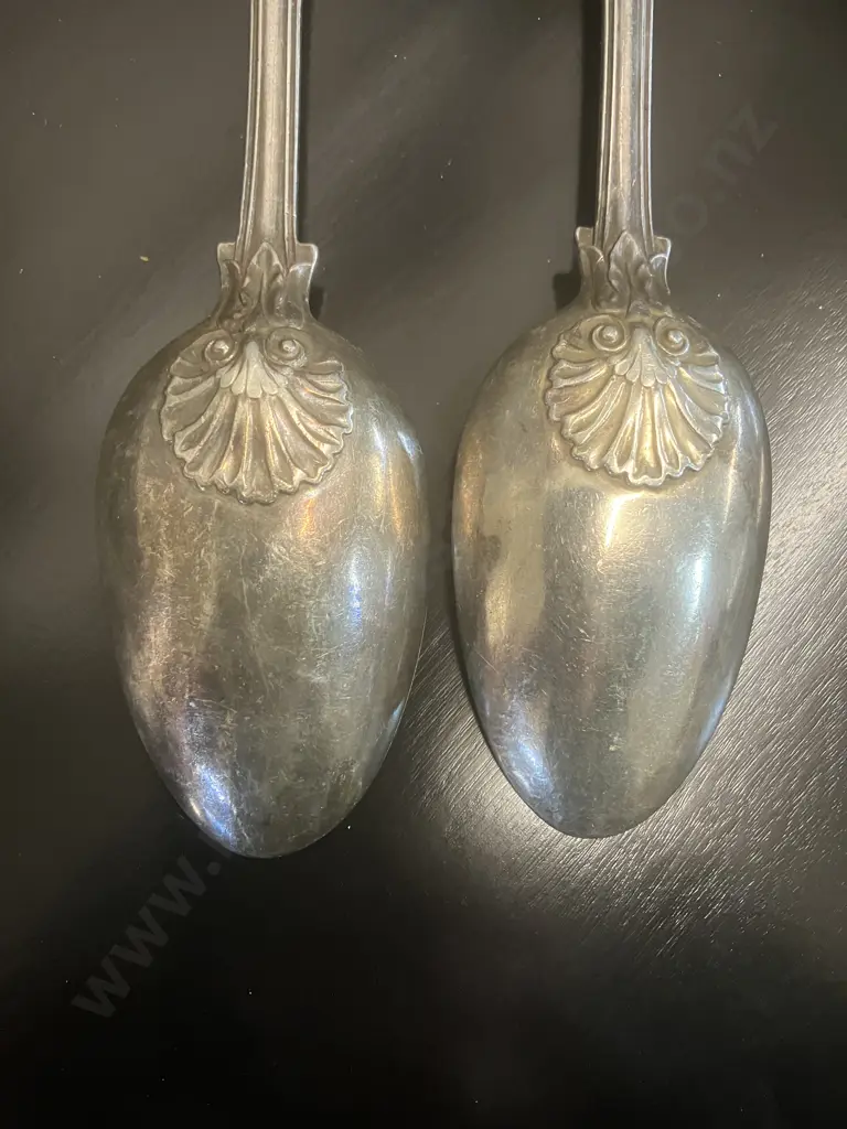 Pair of Rare Elizabeth Eaton Victorian Silver Tablespoons Hallmarked City of London 1846 (206 Grams) Image 1++