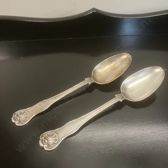 Pair of Rare Elizabeth Eaton Victorian Silver Tablespoons Hallmarked City of London 1846 (206 Grams)