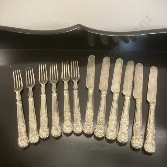 Set of Victorian Knives & Forks - Hallmarked Sterling Handles Aaron Hadfield & Sons. Mappin & Webb Blades